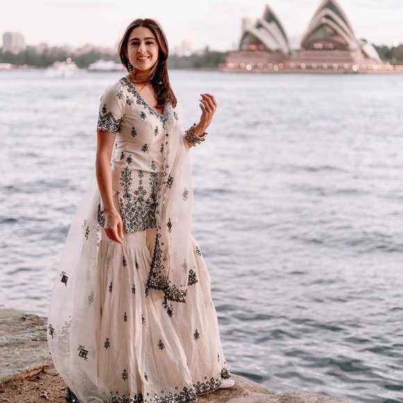 Other - BEAUTIFUL SARA ALI KHAN WHITE SHRARA SET WITH ALL OVER SEQUENCE EMBROIDFERY WORK